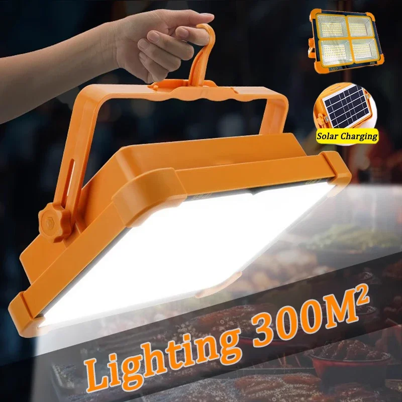 

NEW LED Solar Floodlight USB Rechargeable Emergency Camping Lantern Waterproof Outdoor Portable Searchlight Spotlight Flood Lamp