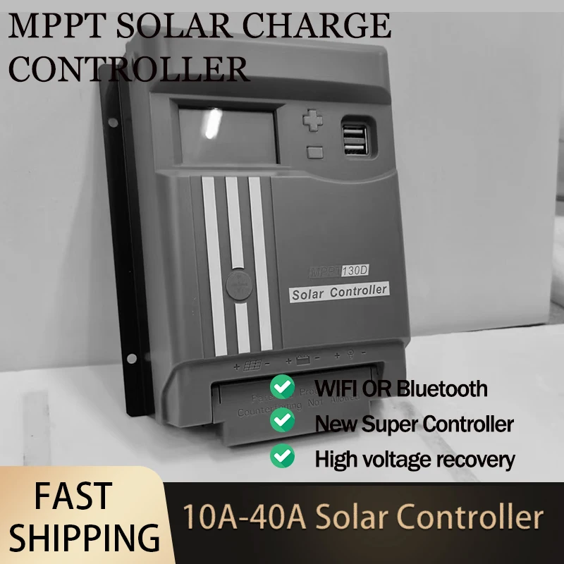

MPPT Solar Charge With WIFI LCD Display 20A 30A 40A Controller Panel 12V/24V Battery Regulator Dual USB LifePo4