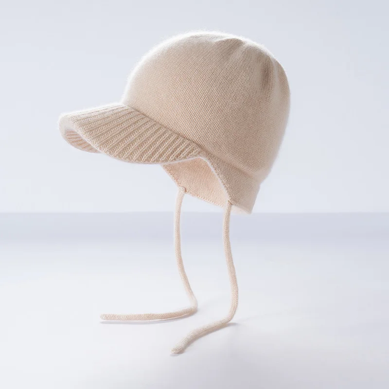 

2025Модная осенне-зимняя новая женская уличная вязаная кепка из чистого кашемира с утконосом, однотонная теплая бейсболка