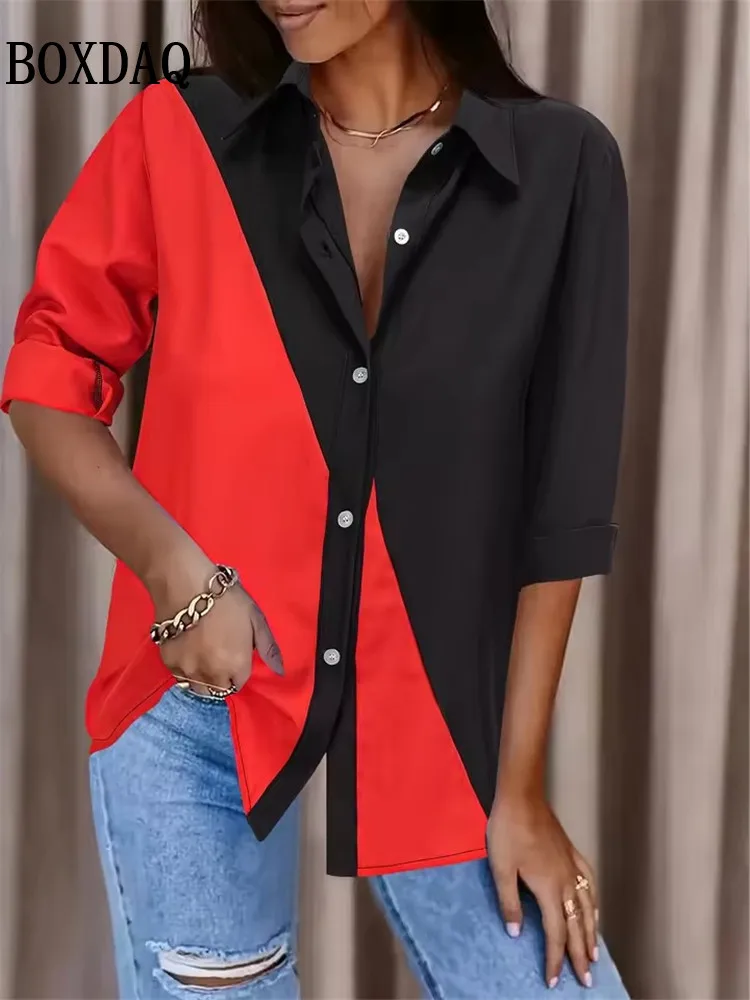 

Женская блузка с 3D-принтом в горошек, рубашка с длинным рукавом, весенне-осенняя модная повседневная одежда, 3D рубашка с лацканами 2025