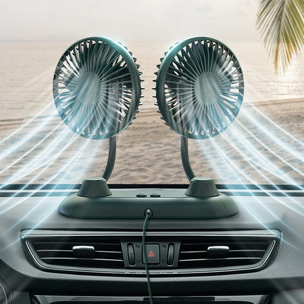 

Dual Head Usb Cooling Fan For Vehicle 360° Rotatable Low Noise Strong Wind Auto Fan For Car Interior Ventilation Easy Install
