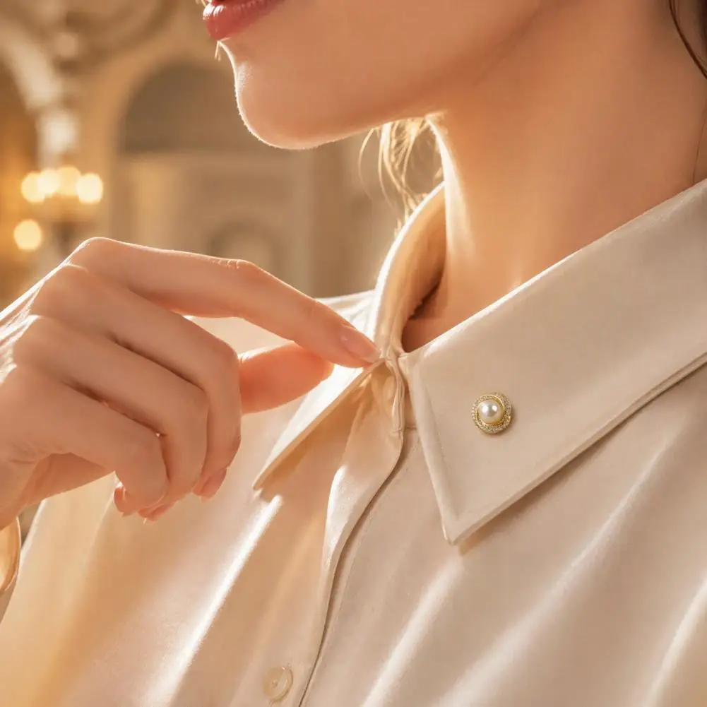 Magnetic Brooch Button Traceless Magnetic Pin Faux Pearl Magnetic Button Pin No Sew Safety Fastener for Scarves for Clothing
