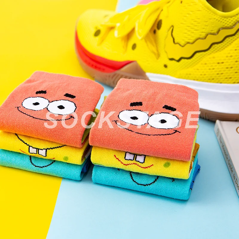 Owen Sponge Bobs Socks Cartoon co-branded hipster socks Middle Tube Socks Sports Socks Pure Cotton Odor Proof Spring Autumn Sock