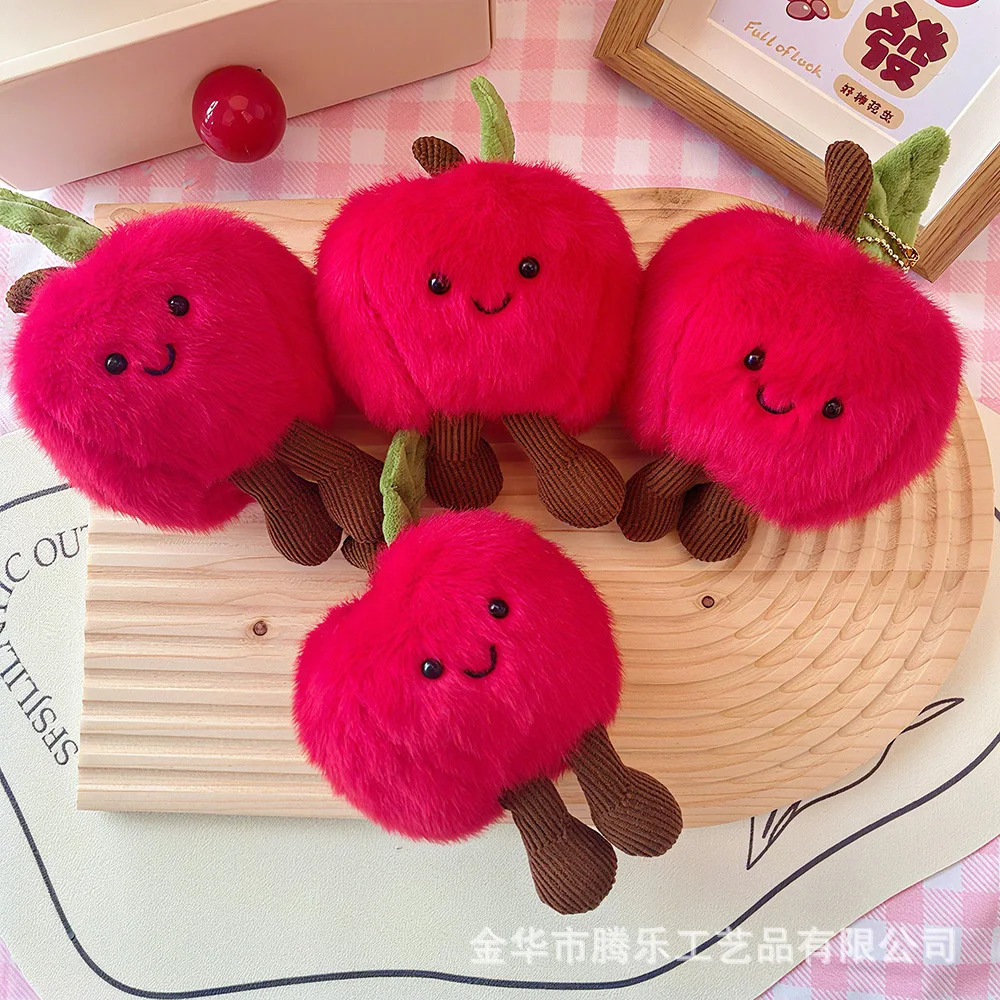 

Cute realistic fruit-shaped apple and vegetable keychains, small plush dolls, plush keychains, stuffed animal bags, food play ac