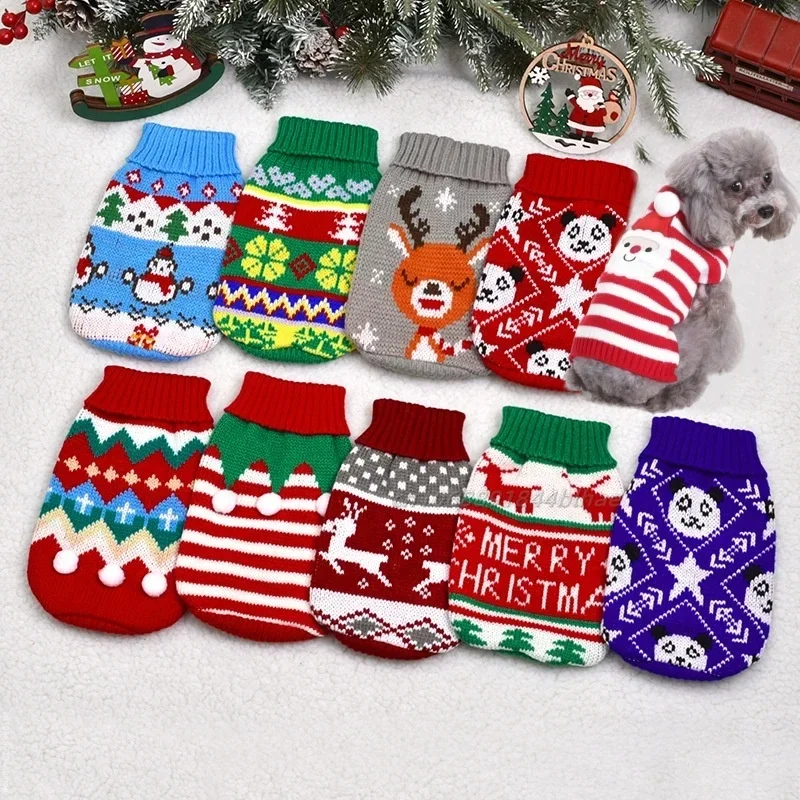 Small Cat Dog Sweater Pullover Winter Dog Clothes for Small Dogs Chihuahua Yorkies Puppy Jacket Pet Clothing Christmas