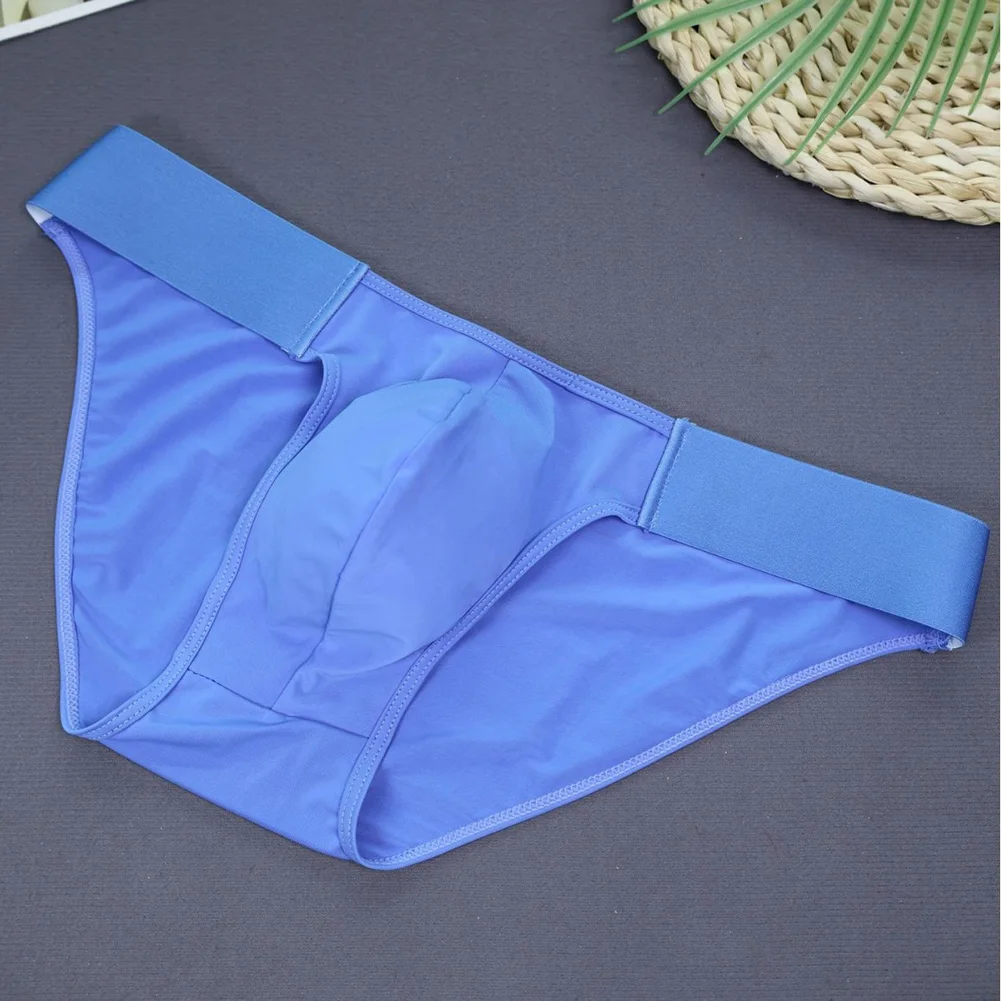 Men Sexy Underwear Solid Elastic Wide Belt Brief Underwear U Pouch High Fork Breathable Triangular Pants Underpants