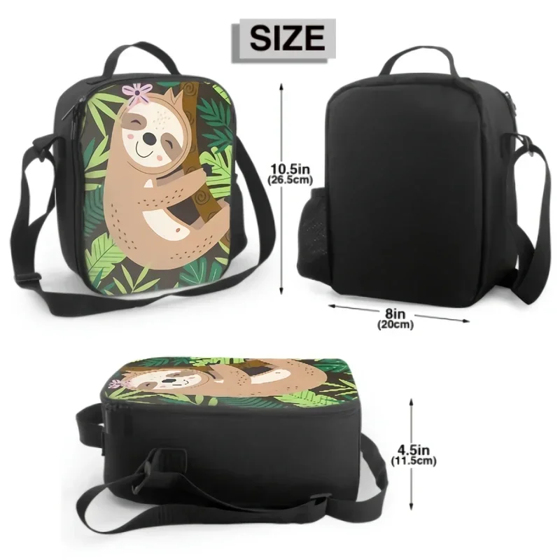 Poster With Sloth Insulated Lunch Box Leakproof Portable Lunch Bags with Adjustable Shoulder Strap Reusable Cooler Tote Bag