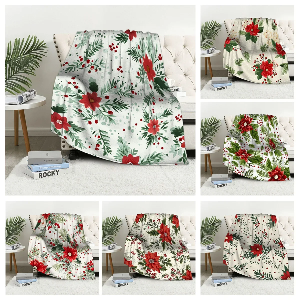 Home decoration plush Throw Sofa blanket Bedspread bed fluffy soft blankets decor Plaid Modern nordic plant flower winter boho