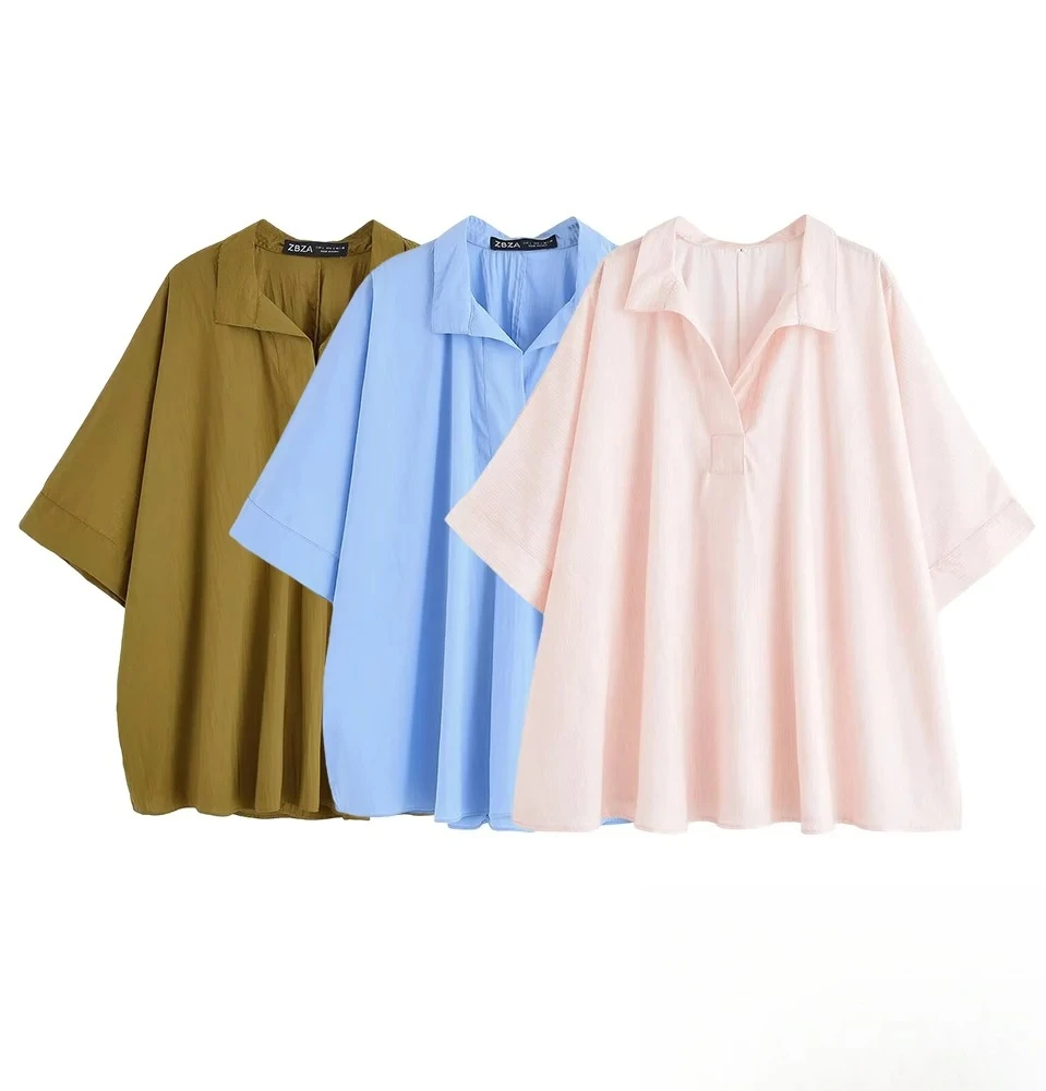 

KONDALA-Women Casual Loose Striped Shirt Lapel Short Sleeves Shirt 2025 Spring Summer Fashion Holiday Elegant Chic Female Shirts