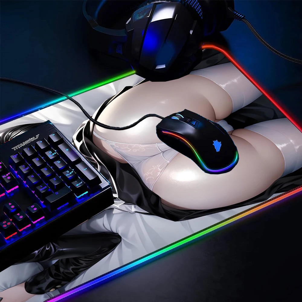 Big Ass Mouse Pad RGB LED Luminous Nsfw Mat with Butt Anime Custom Hip Mausepad Adult Pc Gaming Accessories Booty Gamer 900x400