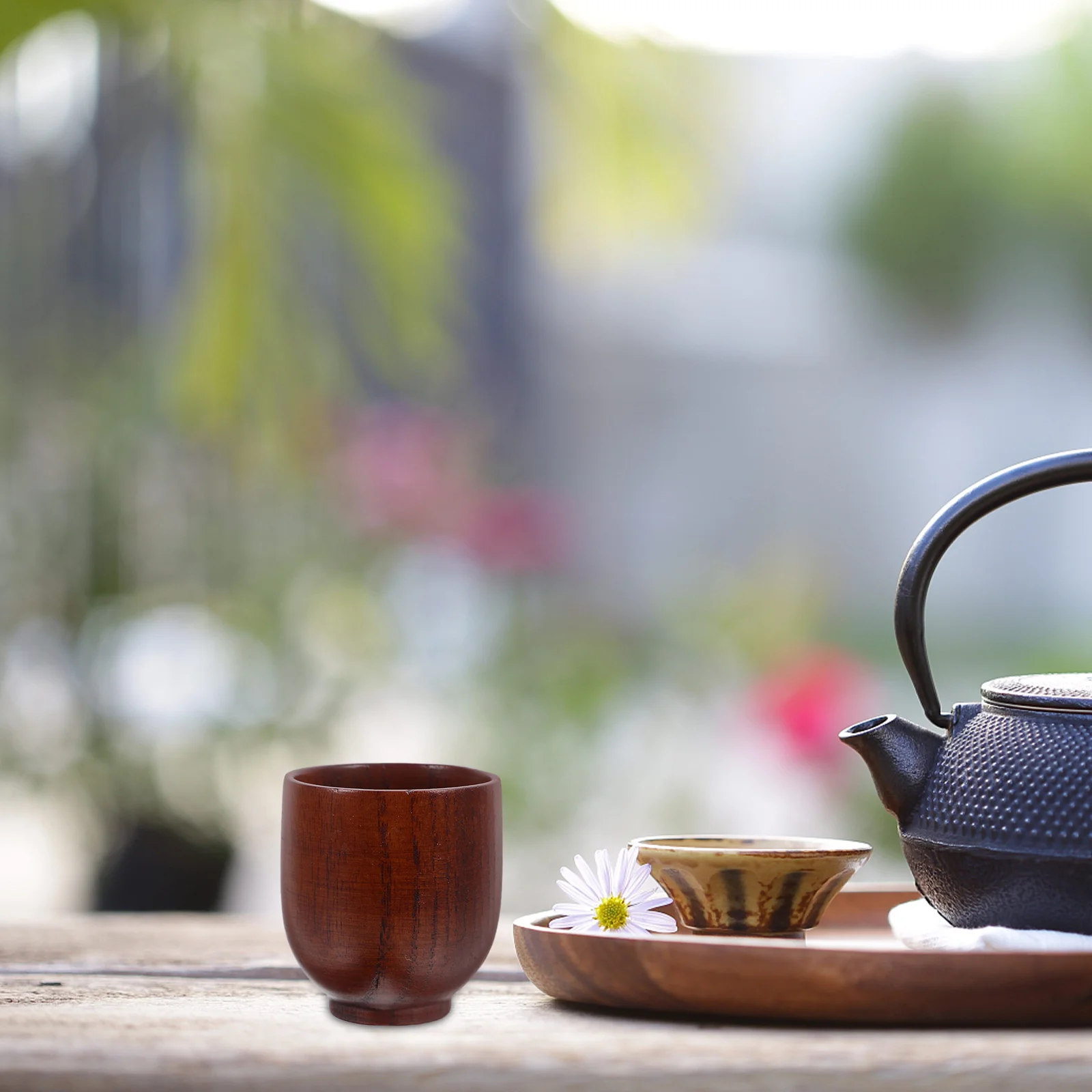 

2Pcs Wooden Goblet Natural Wood Cup Round Design for Wine Tea Water Outdoor Use Wooden Goblet Camping Cup