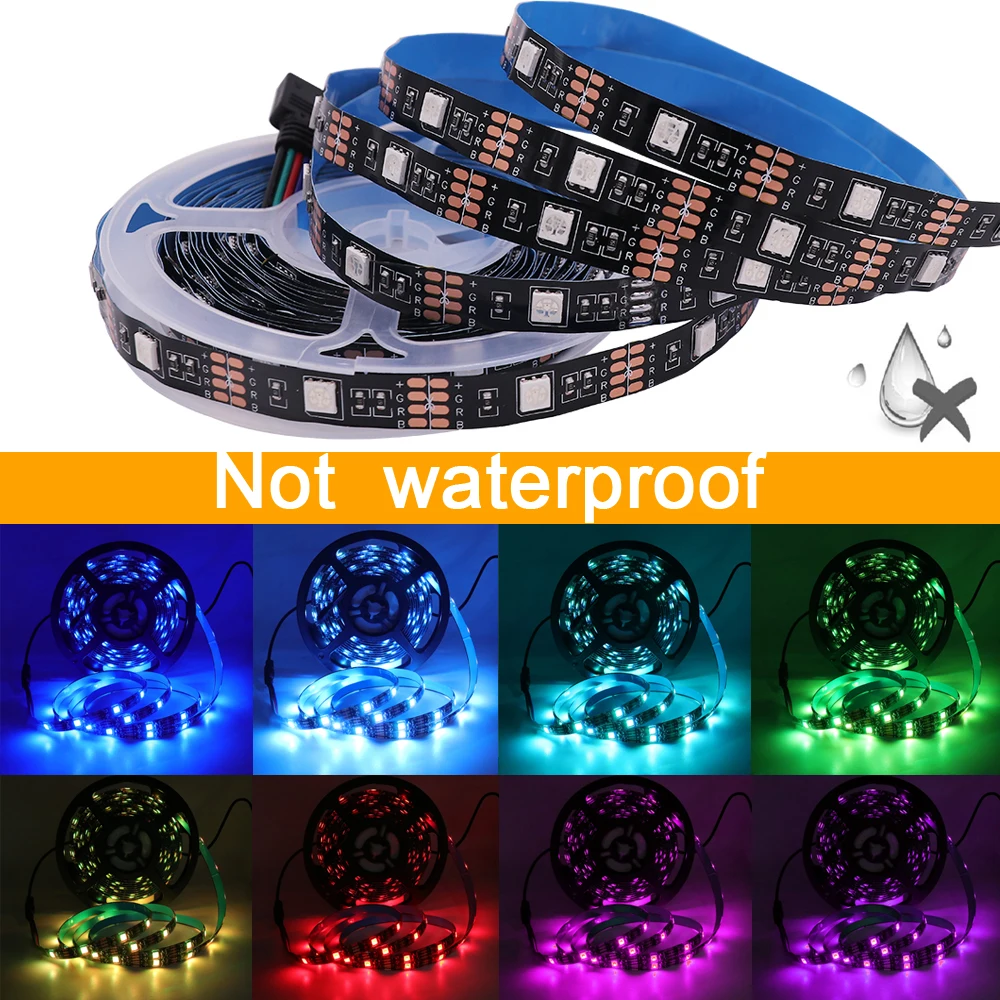 5V USB RGB LED Strip Light Bluetooth-compatible APP/ IR Remote Control SMD 5050 Lights LED Tape Backlight For TV Decor Black PCB