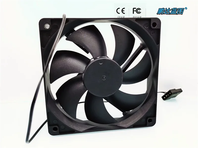 Pengda blueprint 12025 double ball bearing 12CM large air volume 12V 0.4A full black line computer case fan