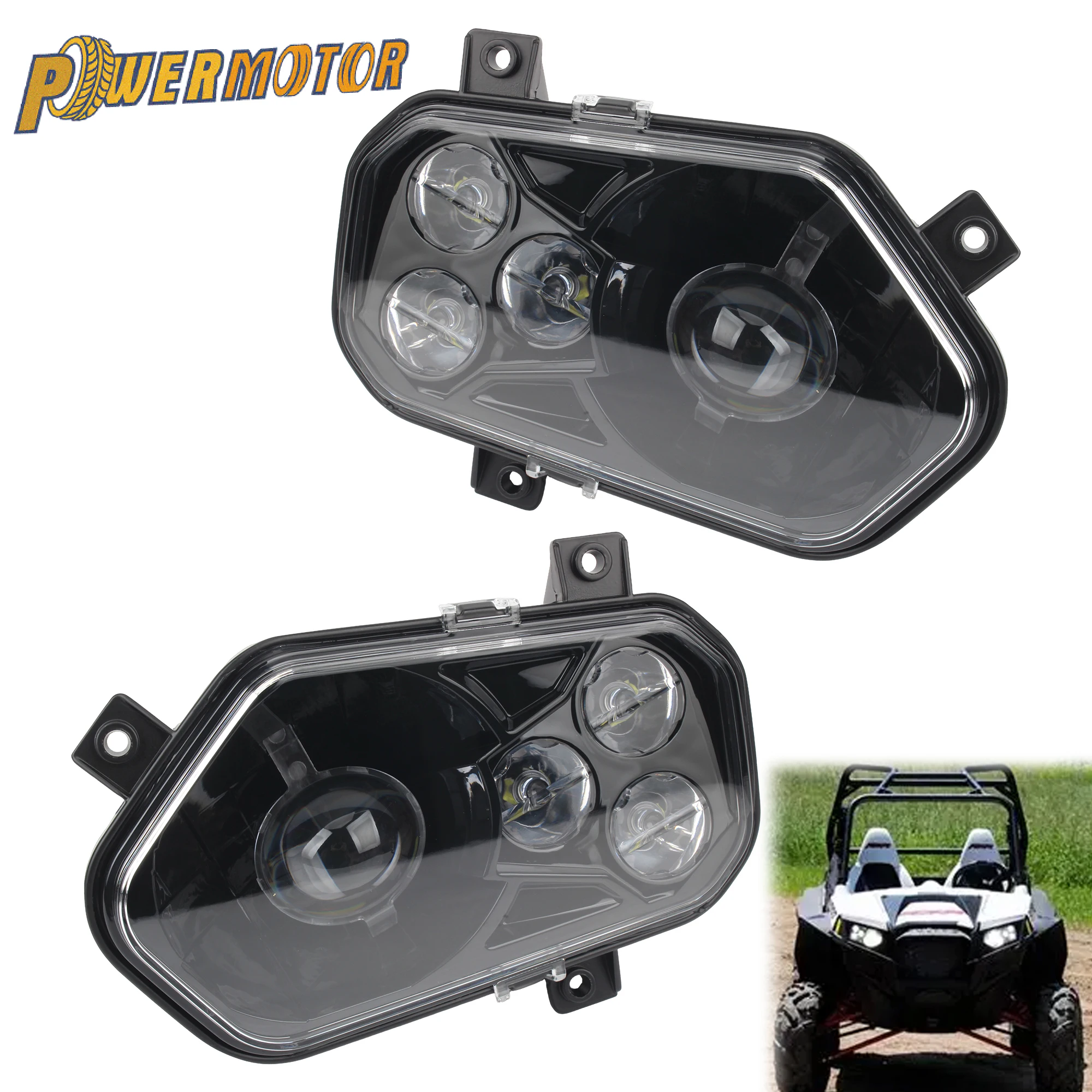 

1 Pair ATV LED Headlight HD Headlamp Left Right for Polaris Sportsman 400 500 550 570 800 850 2009-2016 2017 Replacement Parts