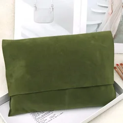 Reusable Luxury Suede Envelope Wallet Packaging Dust Bag For Handbag Custom Logo Flap Velvet Pouches sage green jewelry pouch
