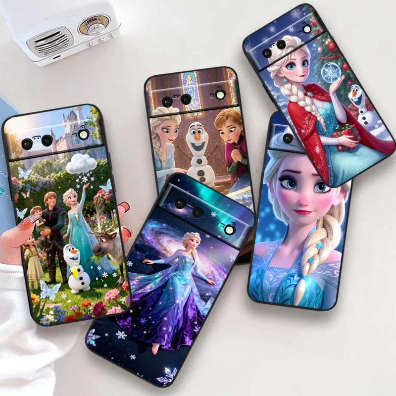 

Disney Princess Elsa Cover For Google Pixel 10 9a 9 8A 8 7 7A 6 6A Pro XL 2024 5G Black Soft TPU Silicone