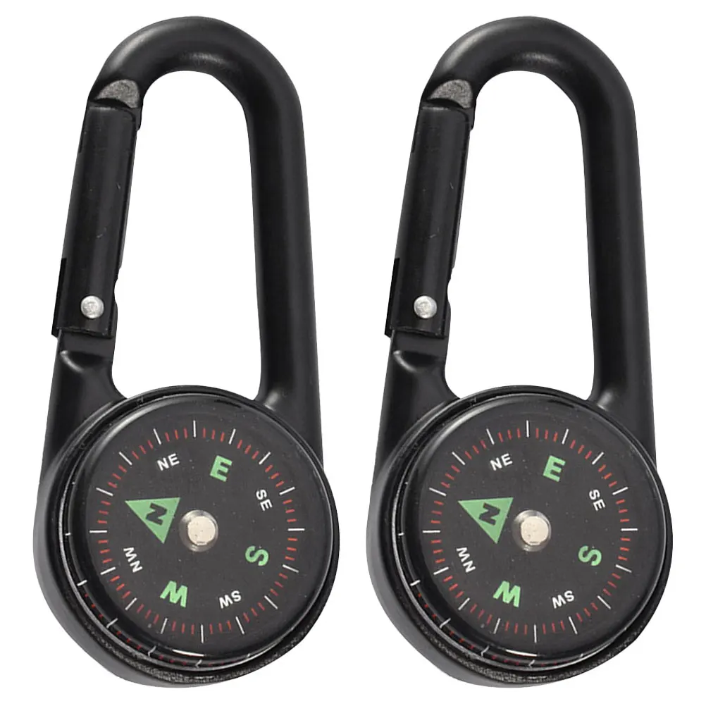 

2Pcs Compass Mini Portable Lightweight Pocket Survival Camping Hiking Outdoor Carabiner Compass Keychain Hiking Supplies