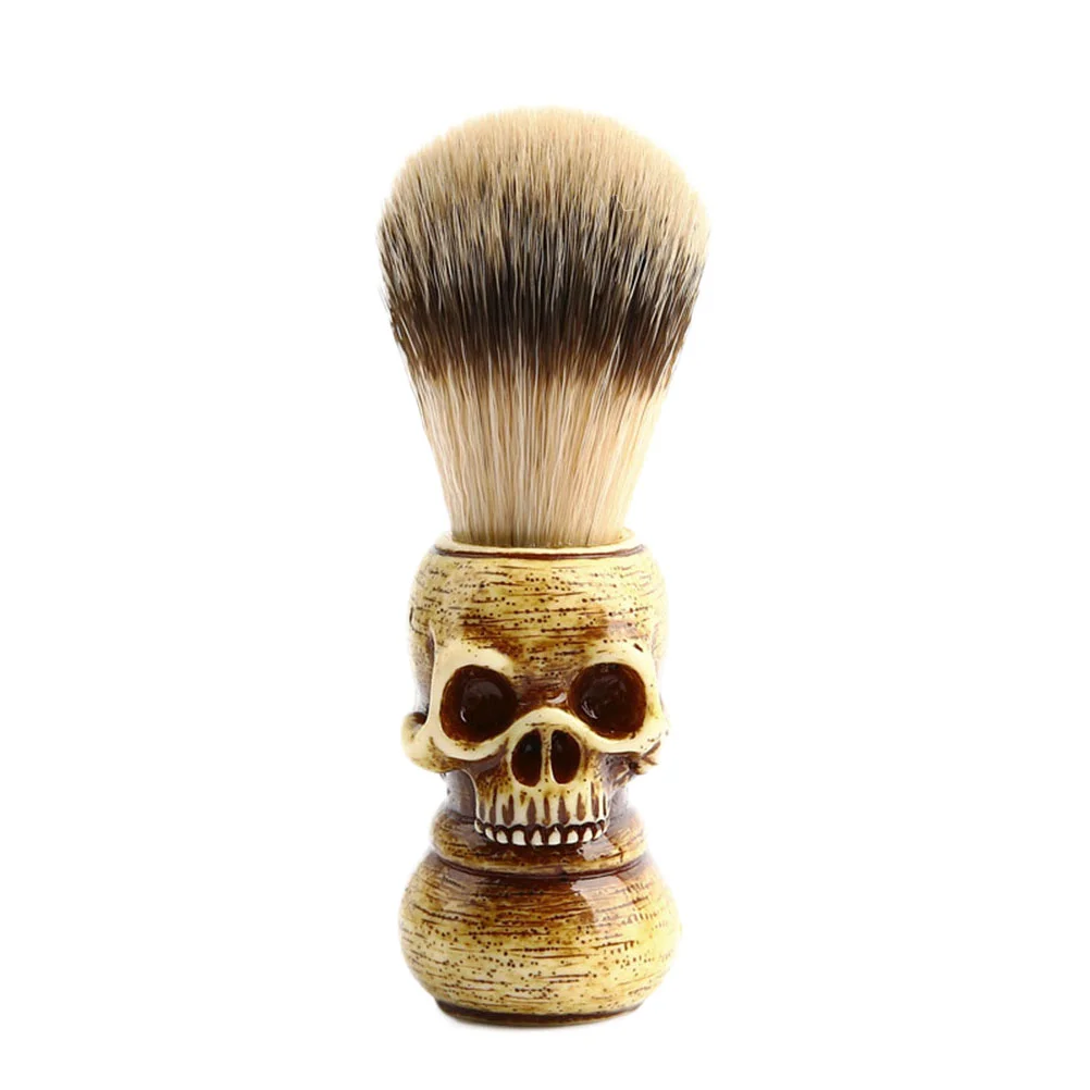 Men Bristles Beard Brush Skull Hair Shaving Portable for Badger Grooming