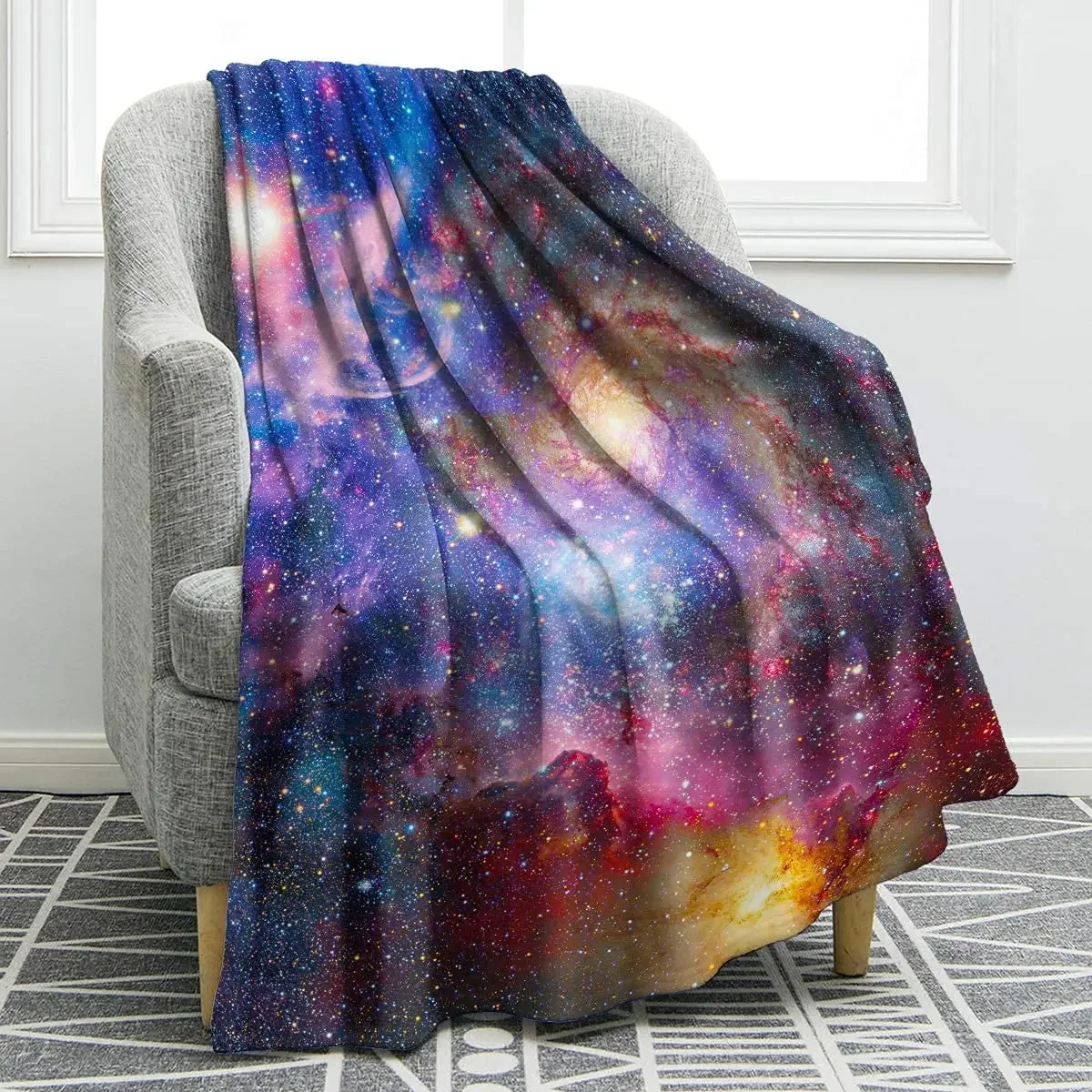 Galaxy Blanket Soft Comfortable Purple Print Throw Blanket for Sofa Chair Bed Office Ligtweight Durable Birthday Gift Blanket