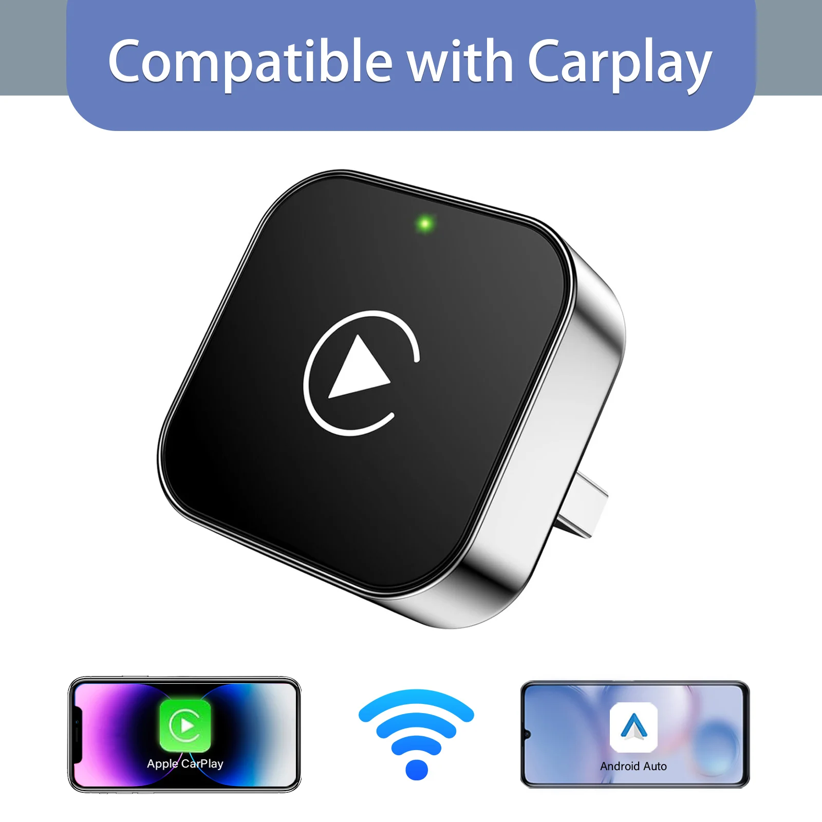 Wireless CarPlay Android Auto Adapter, Mini USB Dongle Plug & Play - Convert Wired CarPlay/Android Auto to Wireless for VW Toyot