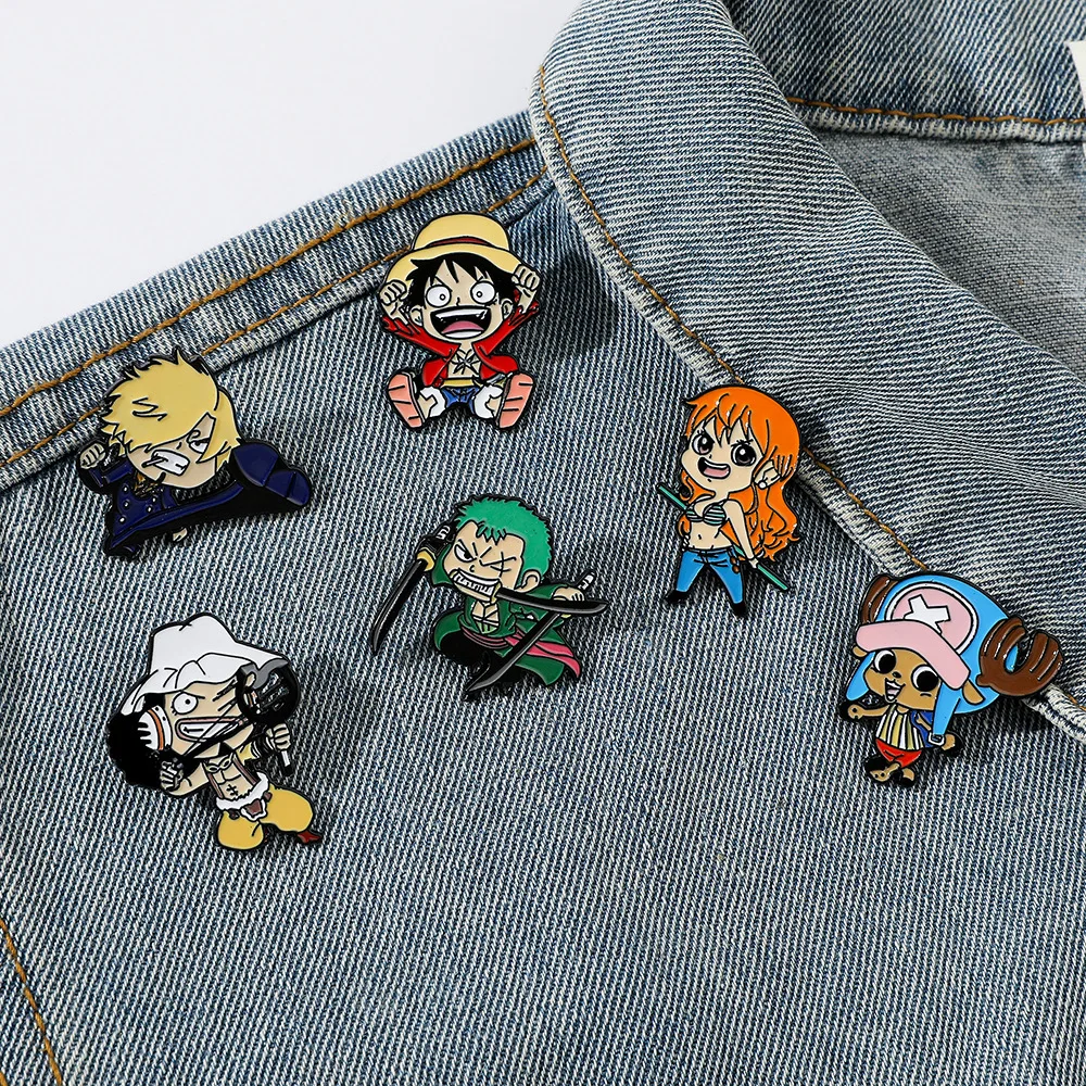 

6 Pcs Cute One Piece Anime Cartoon Pin Creative Characters Metal Badge Accessories Brooch Luffy Usopp Clothing Decoration Gifts