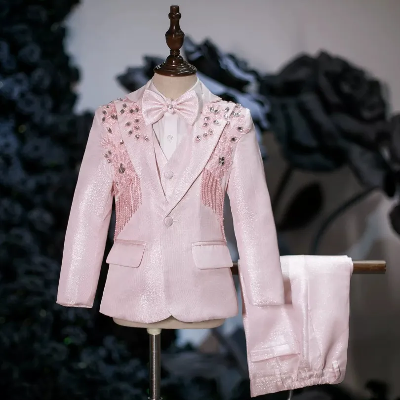 Kinder-Smoking für Klavier-Auftritte, Hochzeiten, Abschlussfeiern und Geburtstagsfeiern - Jungen-Anzug mit Blazer A4993 - Großhandel für Jungenanzüge – Detail 5