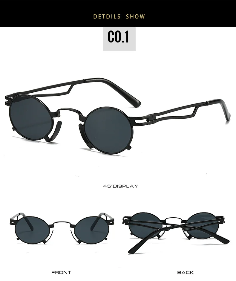 Kleine Rahmen Getönte Lesebrille Männer Vintage Punk Sonnenbrille Mode Runde Frauen Presbyopie Leser Outdoor Schatten Sonnenbrille – Detail 5