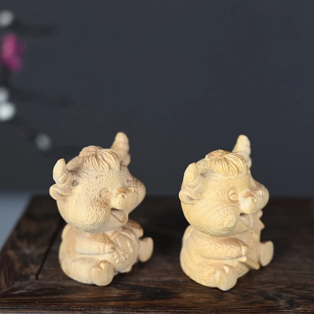 

Cow naments Cow Boxwood H Desk Home Decor Tea Table Wooden Crafts Wood Carved Adorn Desktop Decor