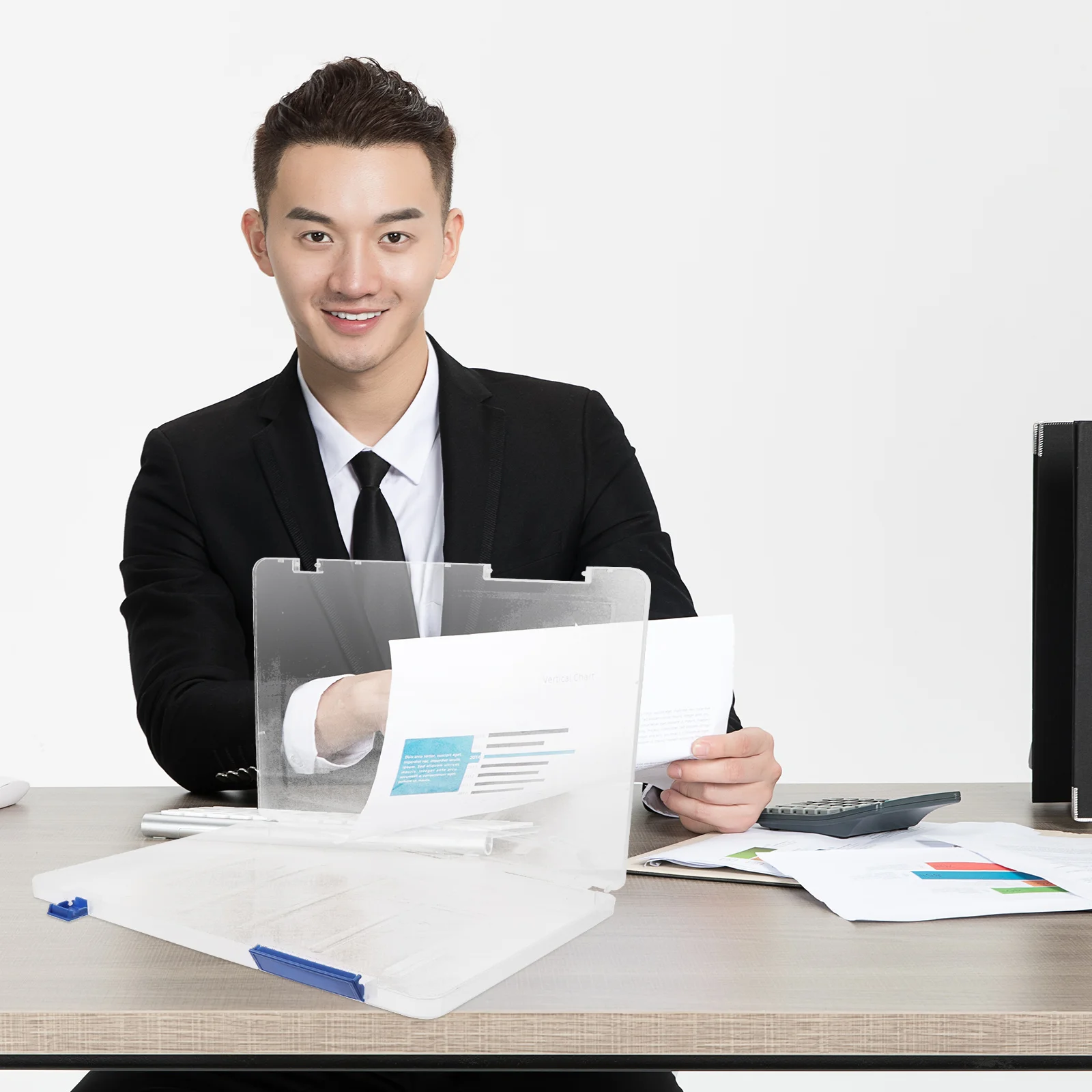 Magazine File Storage Box A4 Thickened Plastic Office Data Classification (black) Scrapbook Paper Holder