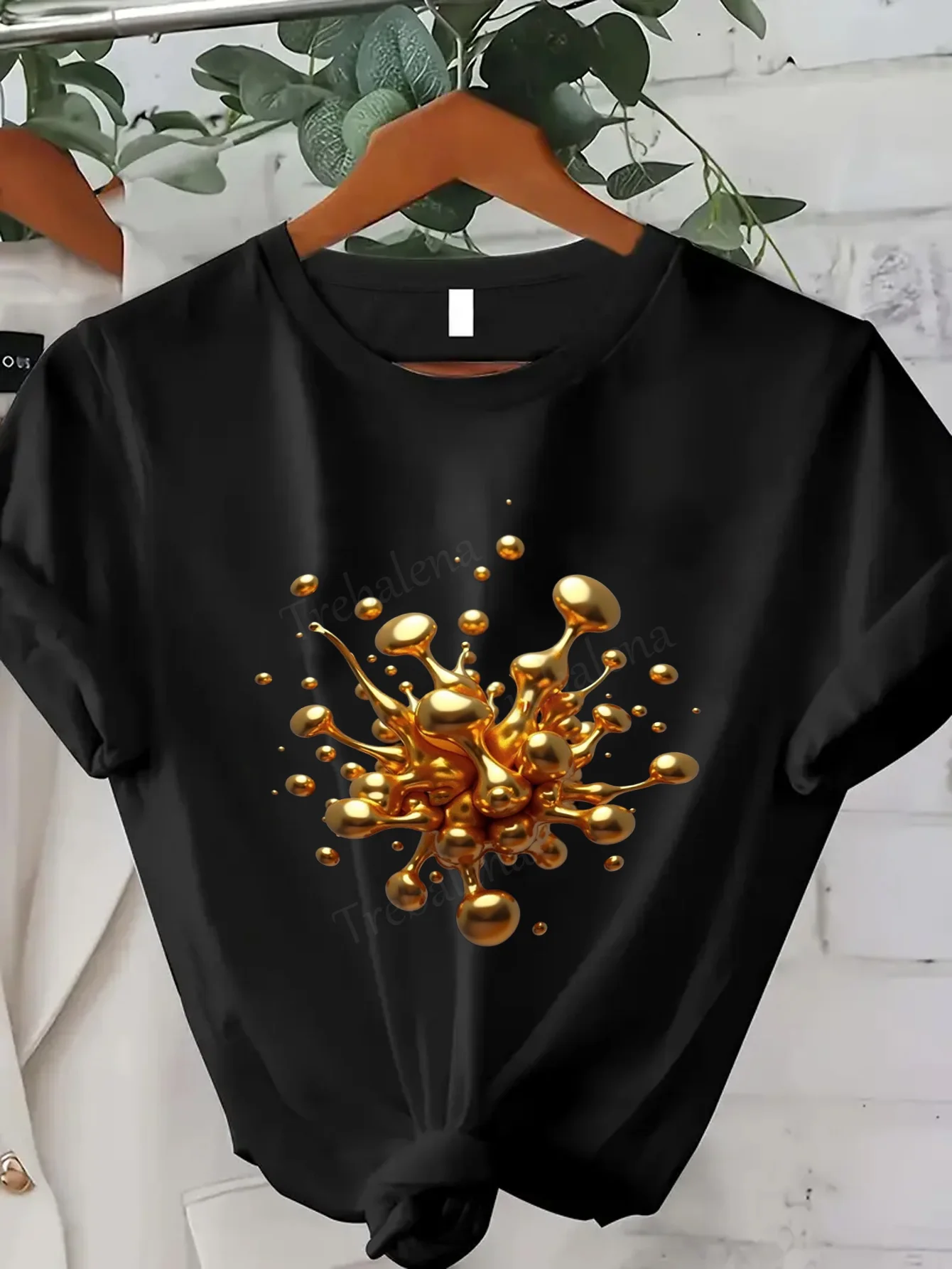 

Women T-shirt Golden Splash Print Women's T-Shirt - Sexy Casual Top