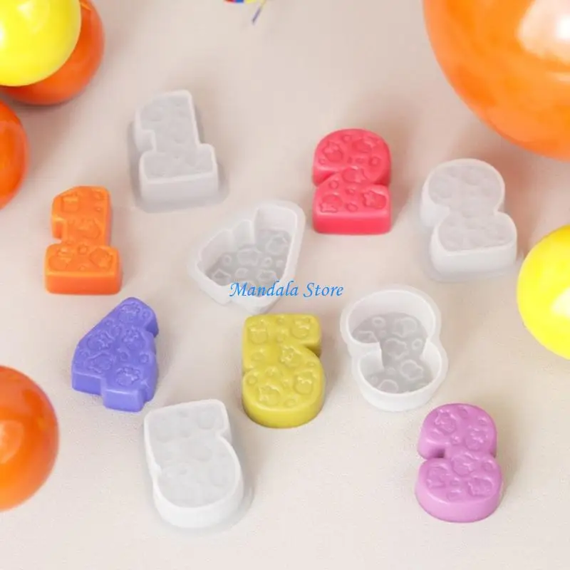 U2JC Strawberry Number Silicone Mold for Resin Art Soap Candy Chocolate Baking