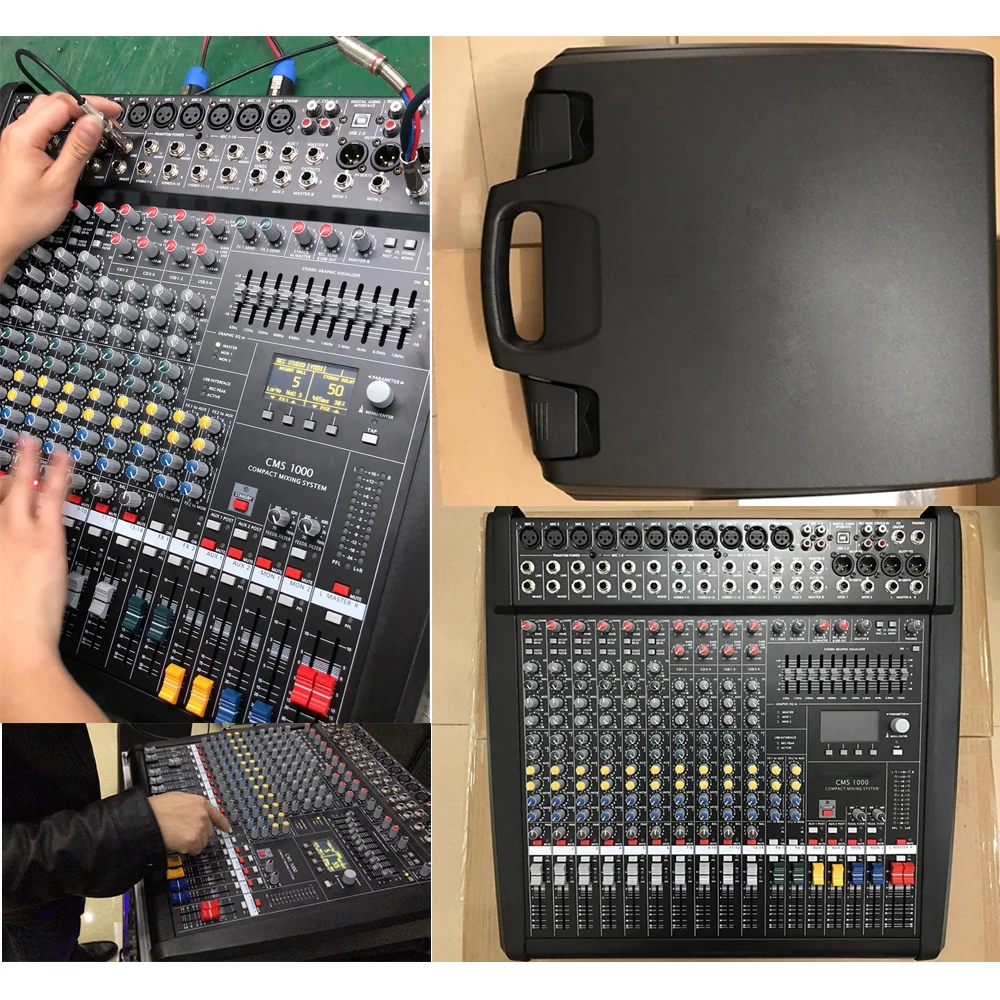 CMS1000-3 Mixer 10 Channels Professional Mixing Console 48V Phantom Audio Mixer Sound console For DJ Live Show Stage Performance