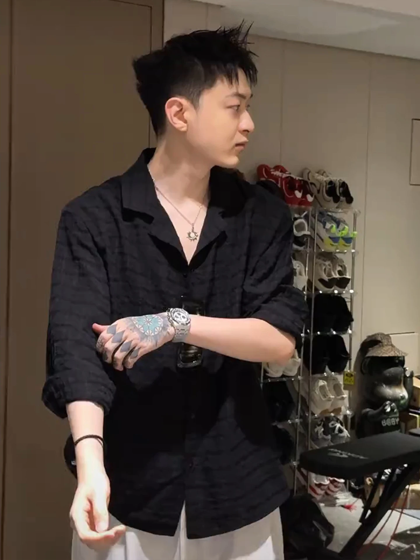 

Мужской кардиган-рубашка с кубинским воротником, длинный, осенний, в клетку, свободного кроя, из полиэфирного волокна, в стиле Cleanfit