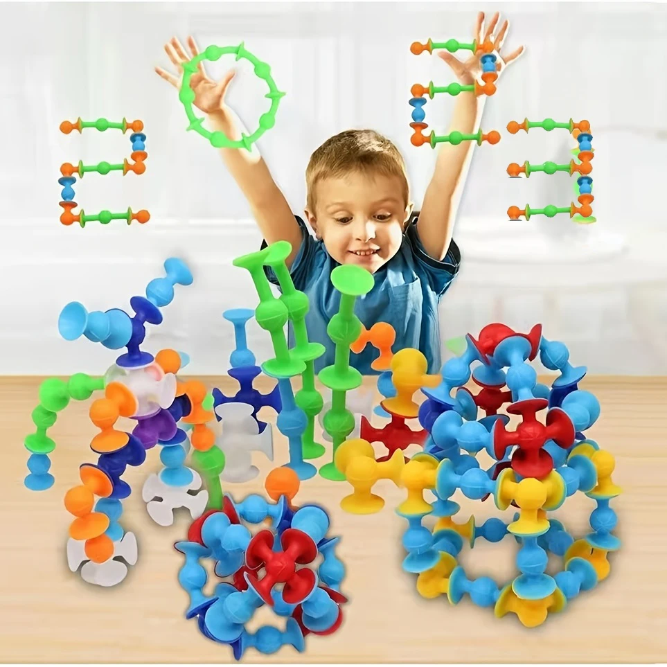 11pcs Set Suction Cup Toys  Building Blocks Pop Sucker Darts Funny Toy Set Soft Silicone  Set Gift For Kids Boys Girls