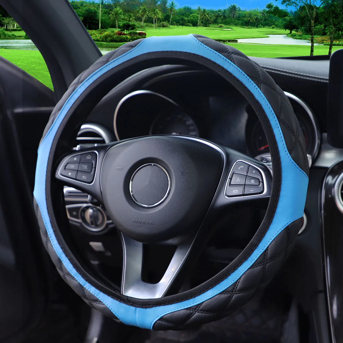 1 Leder-Stereo-Stickerei Komfortabler Rutschfester Auto-Lenkradbezug Ohne Innenring für 14,1-15 Zoll Autos – Detail 18