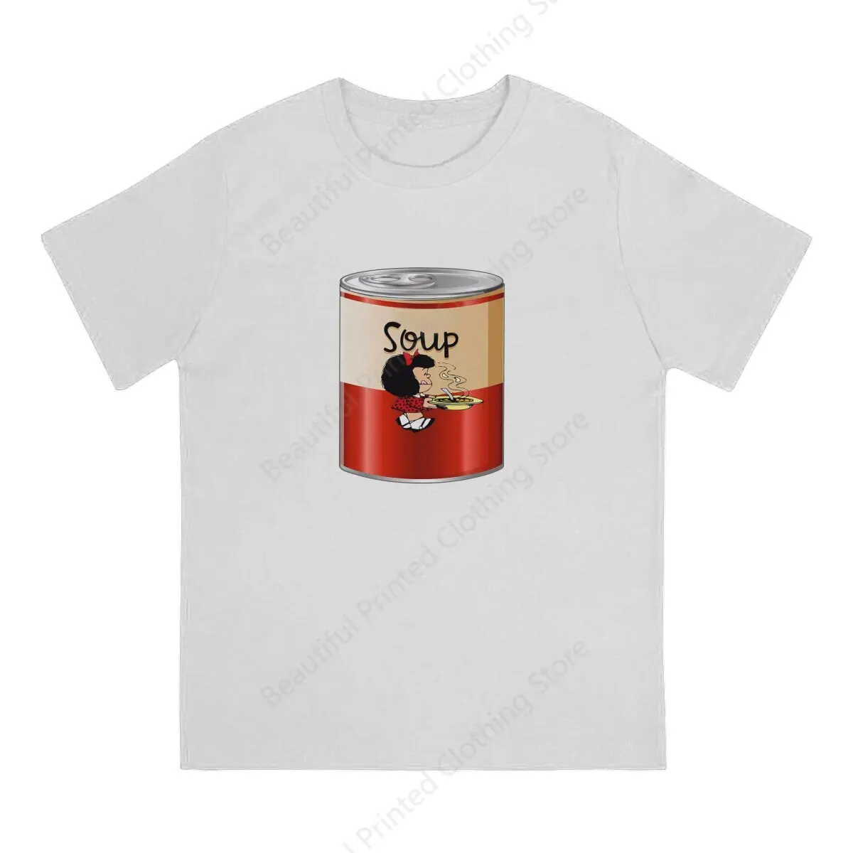 Mafalda red soup Men Women Cool T-shirt Cotton Printing T-shirts Fashion Loose Tops Street Short Sleeve