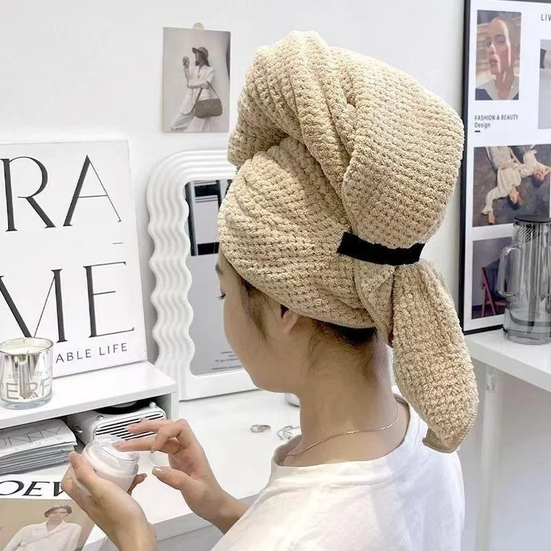 

Long Hair Dry Hair Cap Super Long Cap Quick Towel Hair Thick Bath Towel Wrap Cloth Absorbent Elastic Band Frizzy Wet Hair