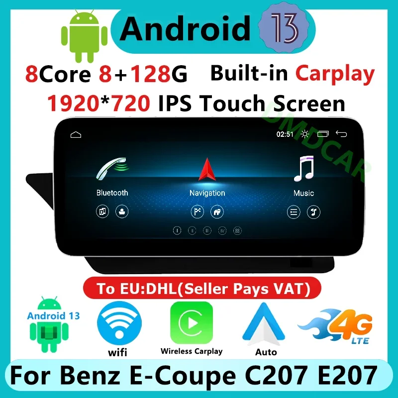 

Factory Price Android13 System Apple Carplay AUTO For Mercedes Benz E Coupe C207 A207 Car Video Player Navigation Multimedia GPS