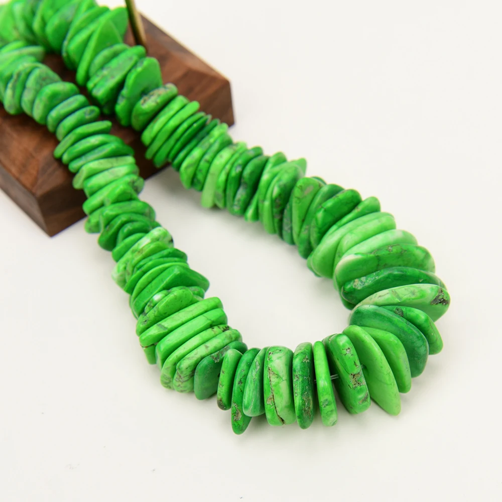 APDGG Natural 3x9-4x22mm Freeform Square Green Turquoise Gems Stone Loose Beads 15\'\' Strands Jewelry Making DIY