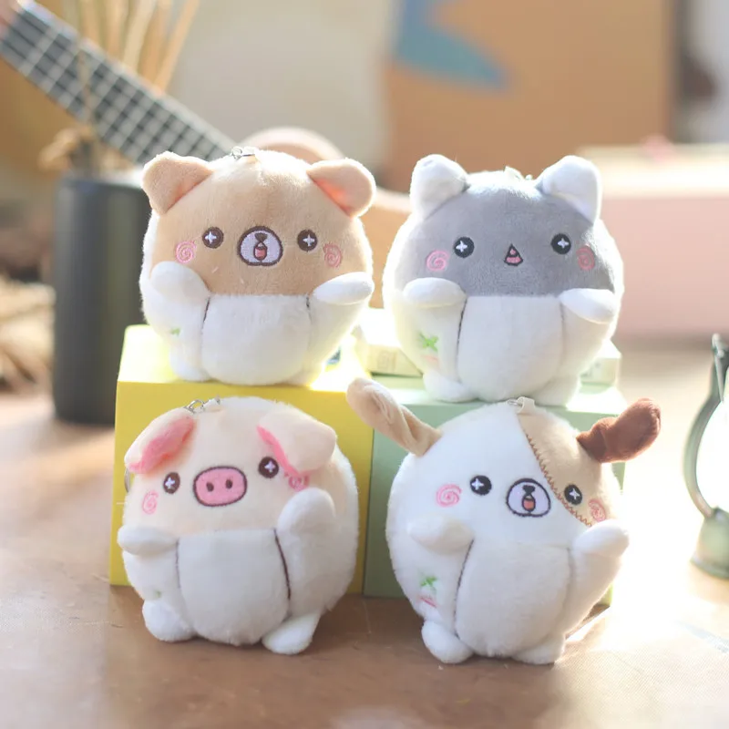 

new cute pig pendant plush toy puppy kitten bag pendant stuffed soft keychain doll personality car bag cloth accessories