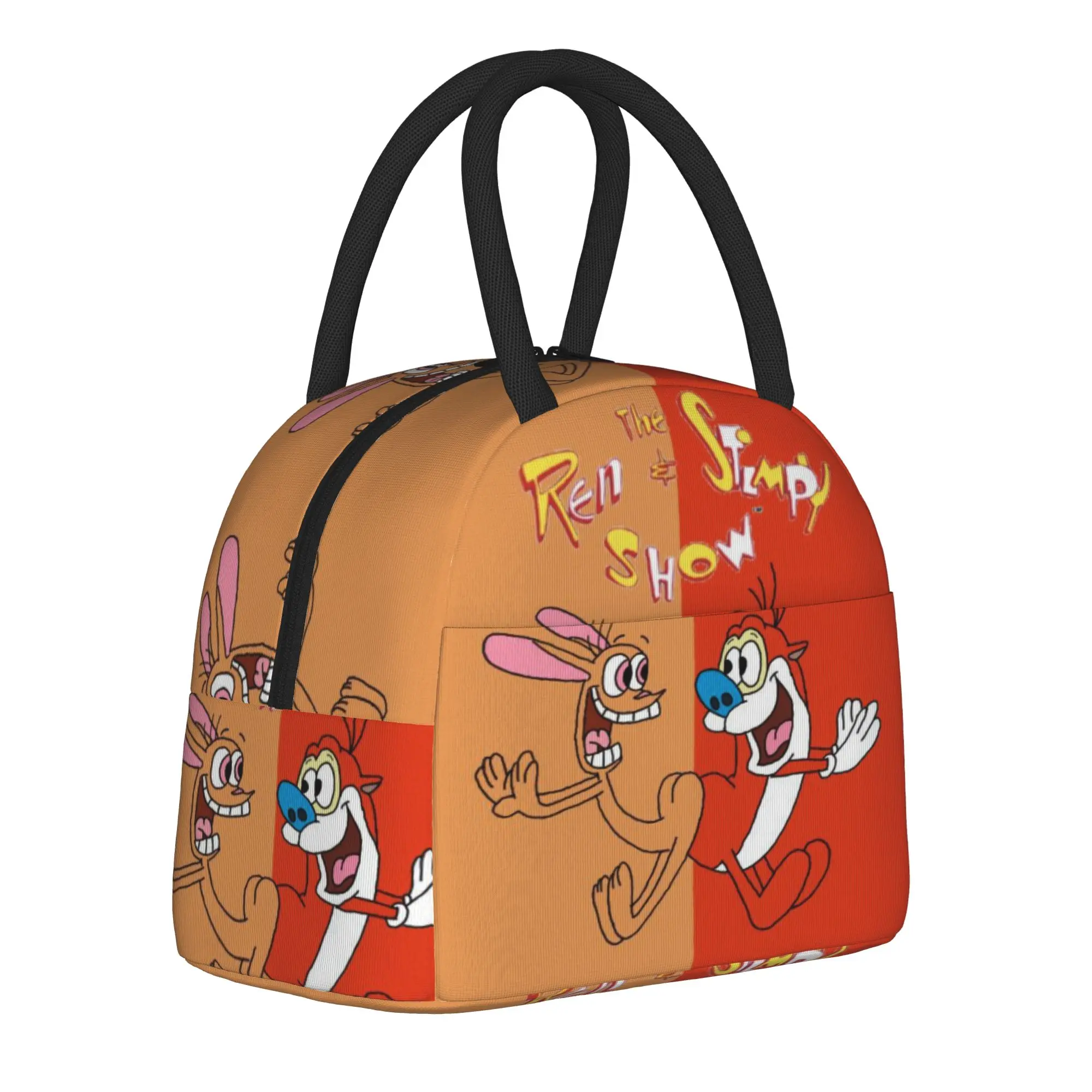  Duo Rucksack Ren & Stimpy  Insulated Lunch Bag for Men Women  Food Container Portable Cooler Thermal Lunch Boxes For Travel