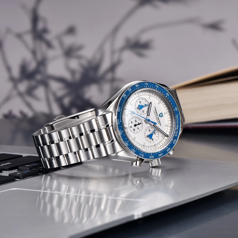 باجاني ديزاين 2025 ساعة القمر الجديد موضة ساعة كوارتز رجالية الياقوت VK63 كرونوغراف الفولاذ المقاوم للصدأ مضيئة ساعة رياضية الرجال #3