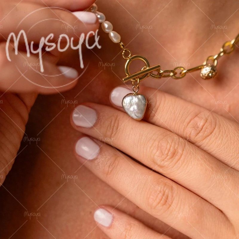 

MYSOYA 5-6mm & 10-11mm Gradual Change Freshwater Pearl Necklace, for Mother/ Wife, Suitable for Wedding/ Birthday Gift A0481