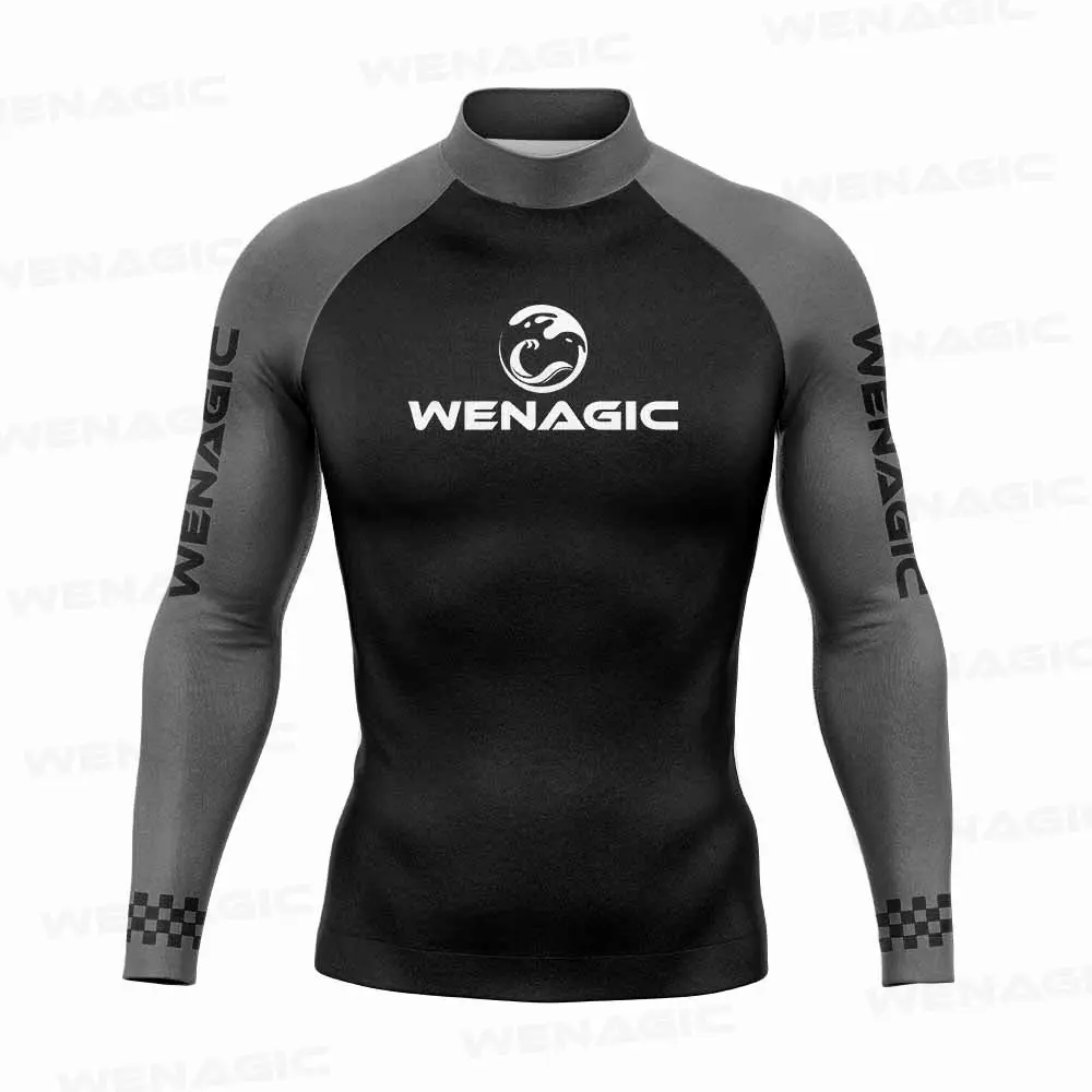 Men Rash Guard Surfing Diving Suits Swimwear Long Sleeve T-shirt Swim Floatsuit Tops Uv Swimming Tight Surf T Shirt Gym Clothes