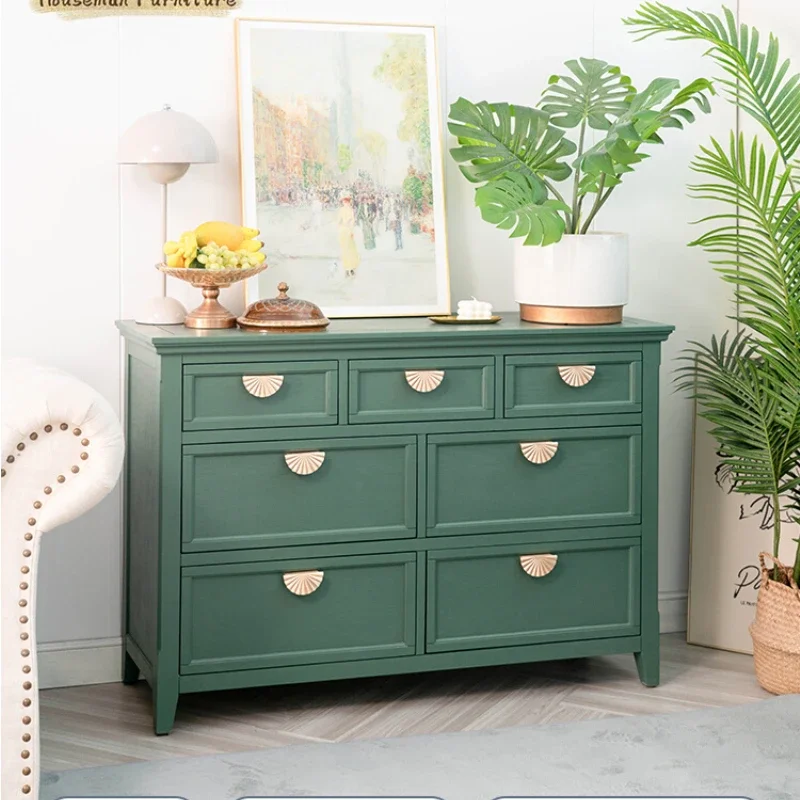 Retro 7-Drawer Cabinet Living Room Chest of Drawer Six Seven Bucket Combination Large Capacity Storage Cabinet