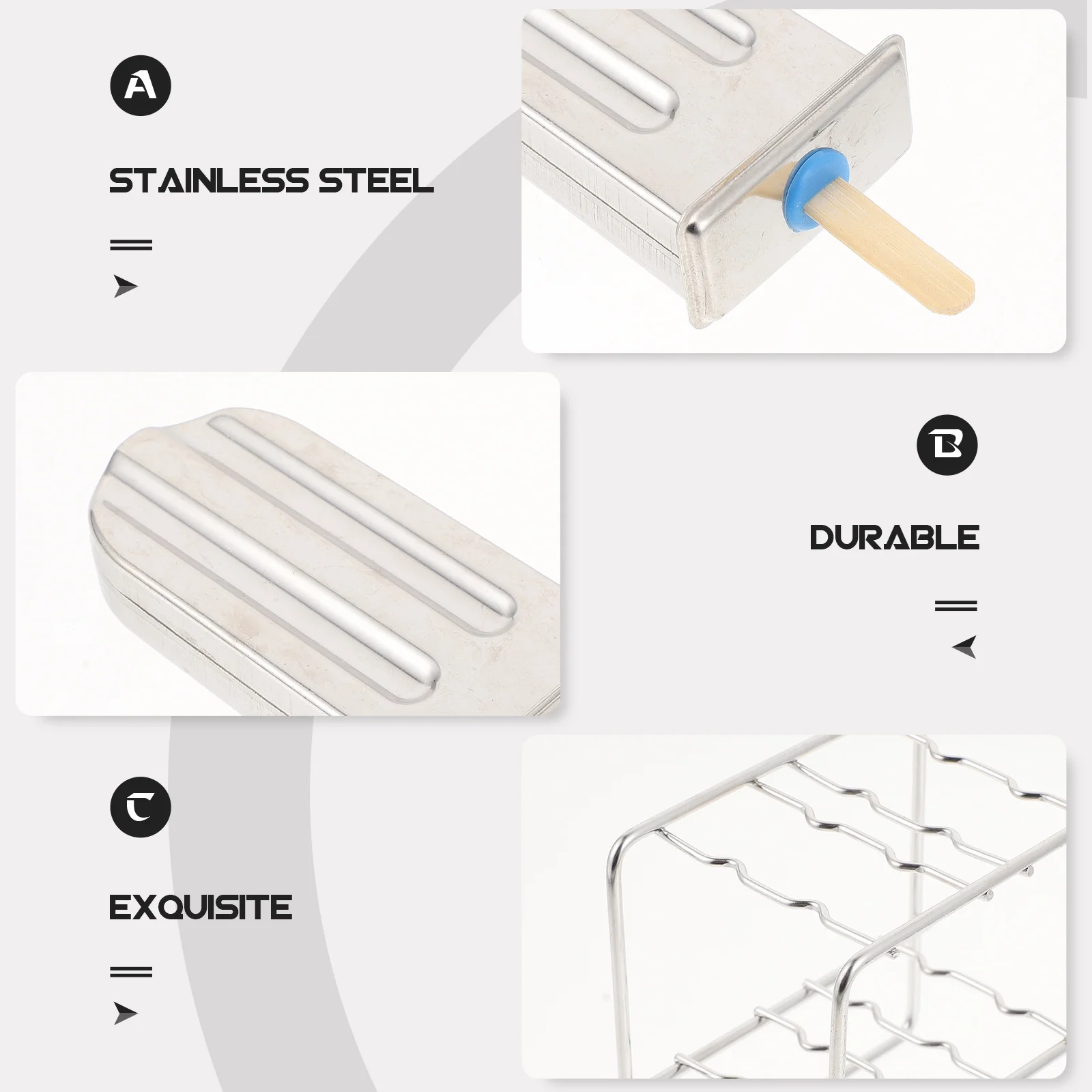 

Stainless Steel Ice Cream Mold 2 Cavity Rust Proof Household Maker DIY Metal Mold for Juice Yogurt Fruit