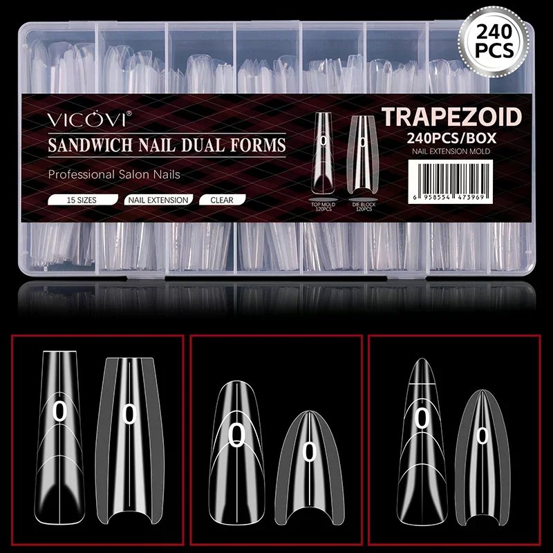 

240 шт./упак. двойные формы для наращивания ногтей, овальные, верхние и нижние формы для быстрого наращивания ногтей