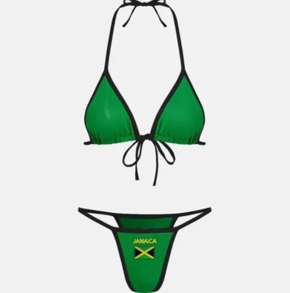 2024 Mode Jamaica Brazilië Vlag Contrast Split Bikini Set Sexy Vrouwen Badmode Patchwork Badpak Hottie Outfit Beachwear