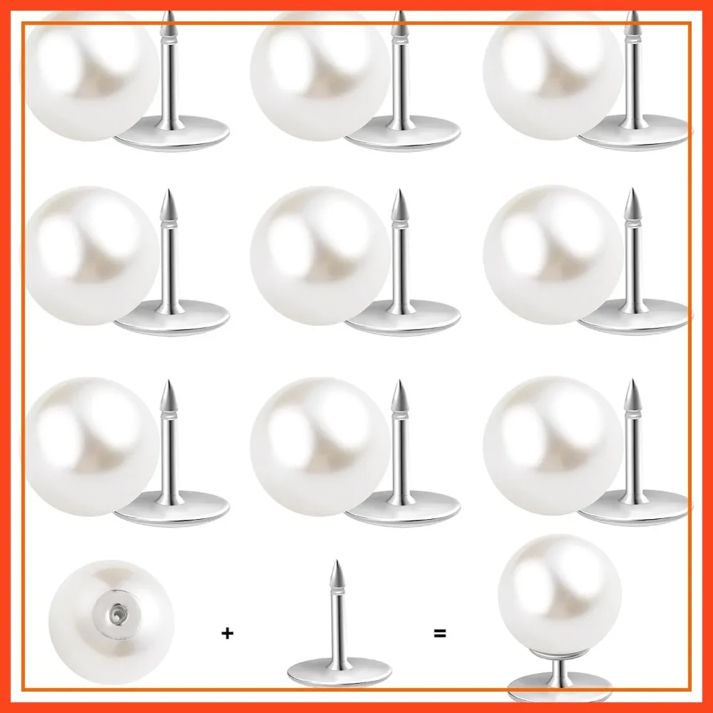 

10 Sets Pearl Buttons No Sew Brooch Pins Reusable for Shirt Blouse Dress Sweater