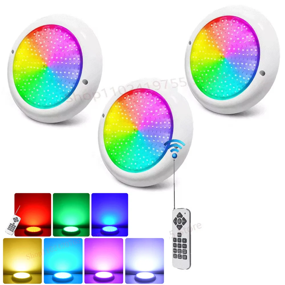 RGB LEDプールライト,IP68防水,AC, DC 12V,屋外,リモコン,水中ランプ,池,スポットライト,12W